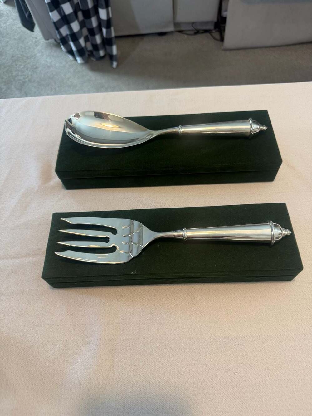 Towle Copenhagen Silverplated Serving Spoon and Fork Set with Gift Boxes
